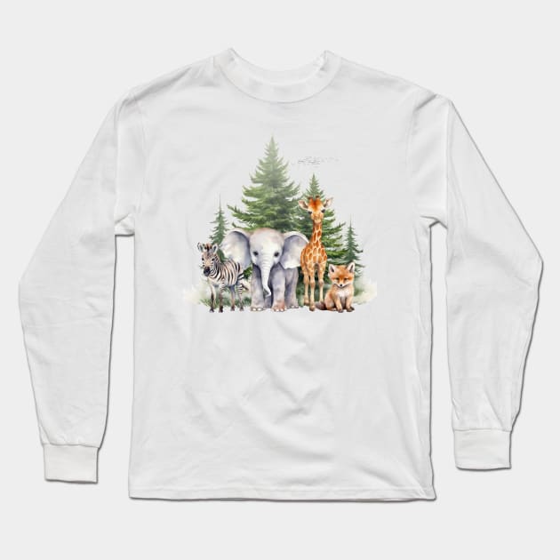 Woodland Baby Animals, Baby shower gift . Long Sleeve T-Shirt by Alienated